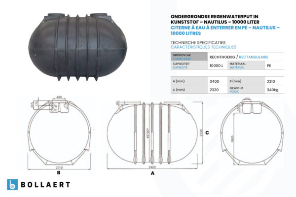 Ondergrondse regenwaterput in kunststof – NAUTILUS – 10000 liter