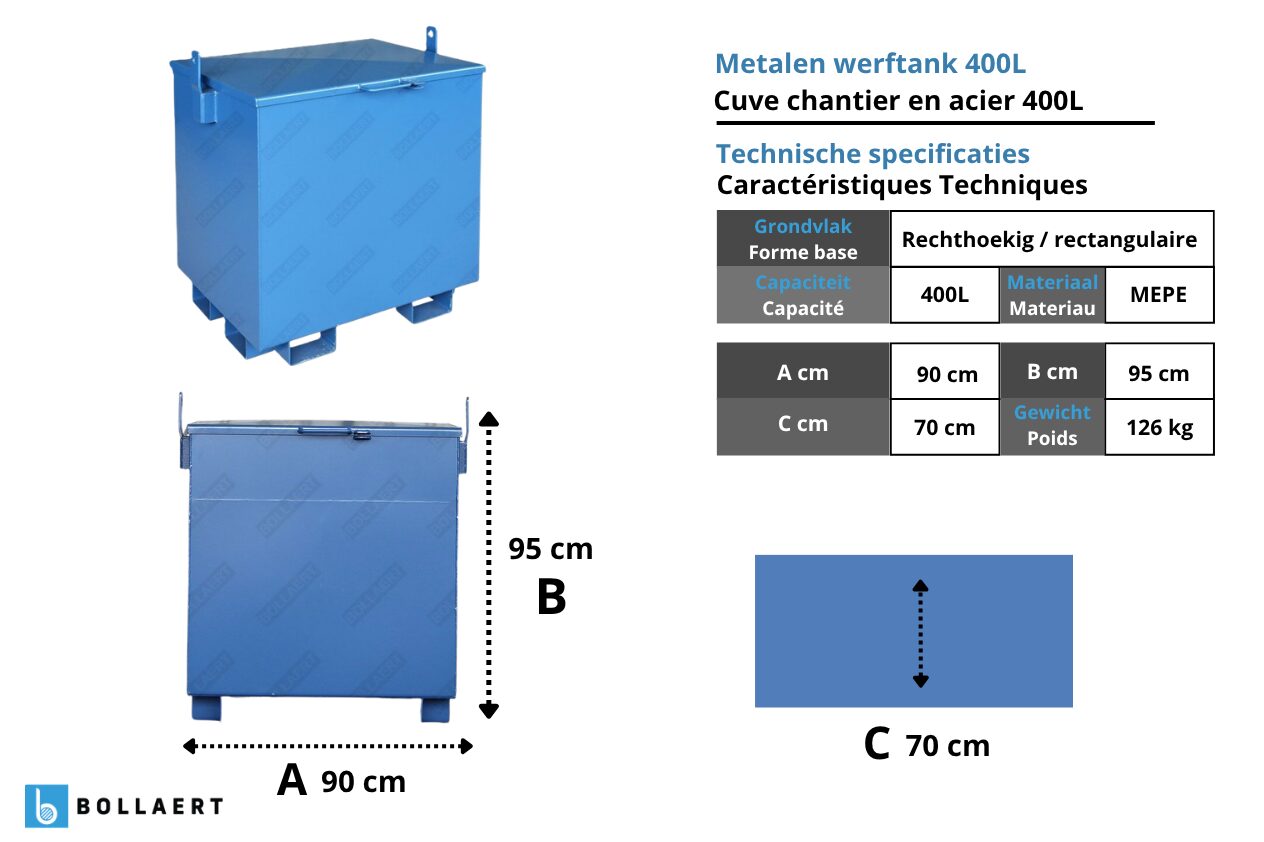 Technische fiche 400L werftank