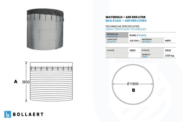 technische tekening watersilo 420000l