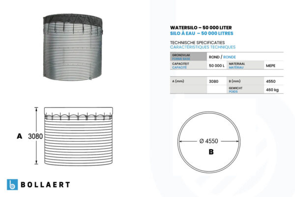 technische tekening watersilo 50000l