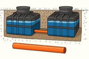 plaatsen regenwaterput - regenwaterputten koppelen